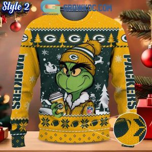 Green Bay Packers Grinch Stolen Christmas 2024 Grinchmas Ugly Sweater