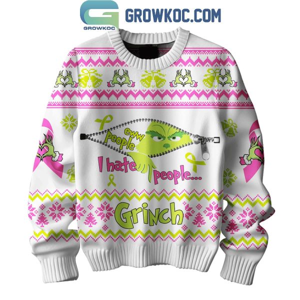 Grinch I Hate People Eww People Christmas Ugly Sweater White