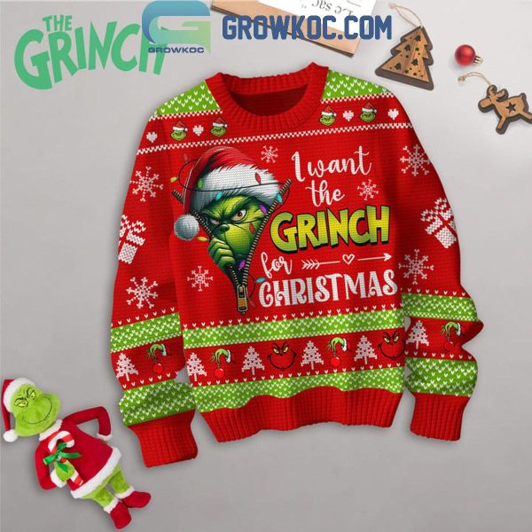 Grinch I Want The Grinch For Christmas Red Ugly Sweater