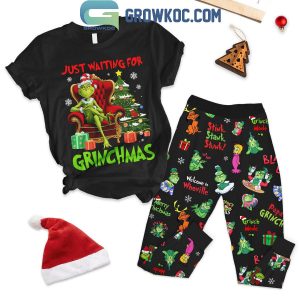 Grinch Just Waiting For Christmas In 2024 Fleece Pajamas Set