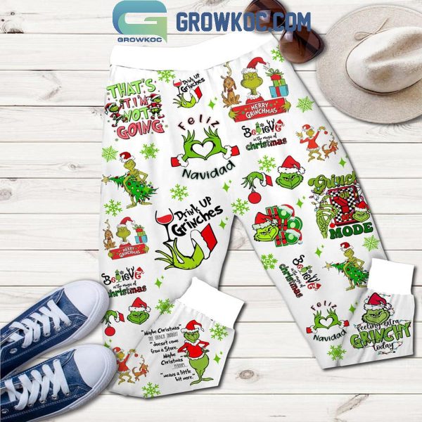 Grinch Just Waiting For Christmas To Say Merry Grinchmas Fleece Pajamas Set