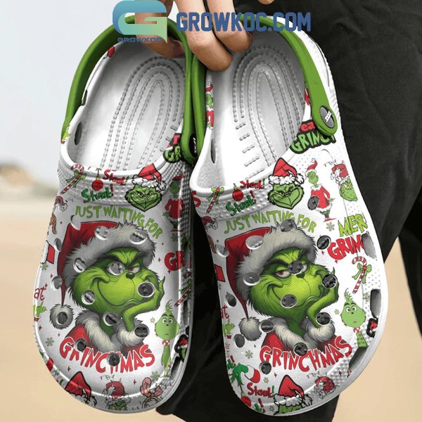 Grinch Just Waiting For Grinchmas 2024 Christmas Love Personalized Crocs Clogs