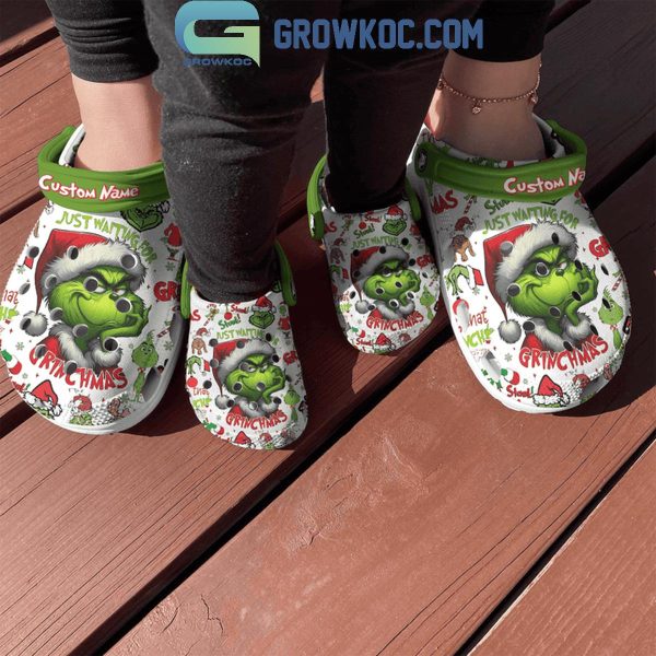 Grinch Just Waiting For Grinchmas 2024 Christmas Love Personalized Crocs Clogs