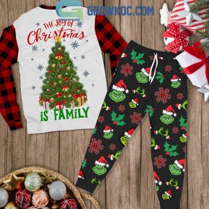 Grinch The Joy Of Christmas Is Family Fleece Pajamas Set Long Sleeve