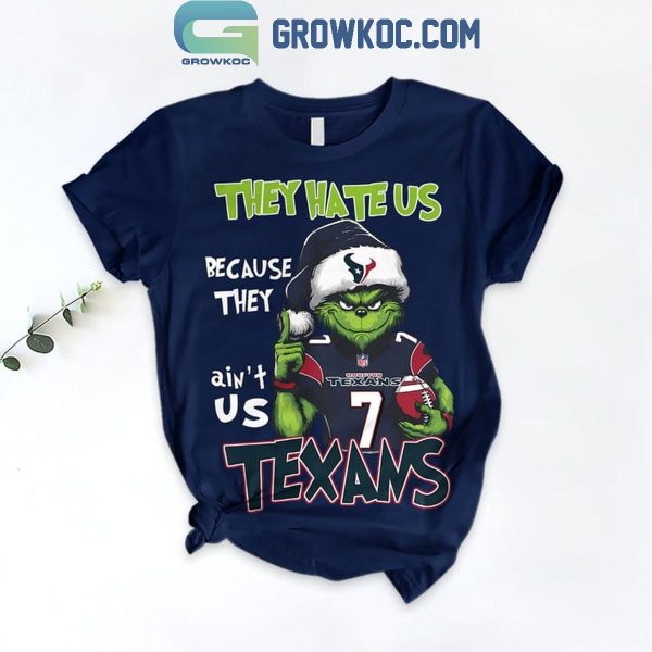 Houston Texans Grinch They Hate Us Because The Ain’t Us Fleece Pajamas Set