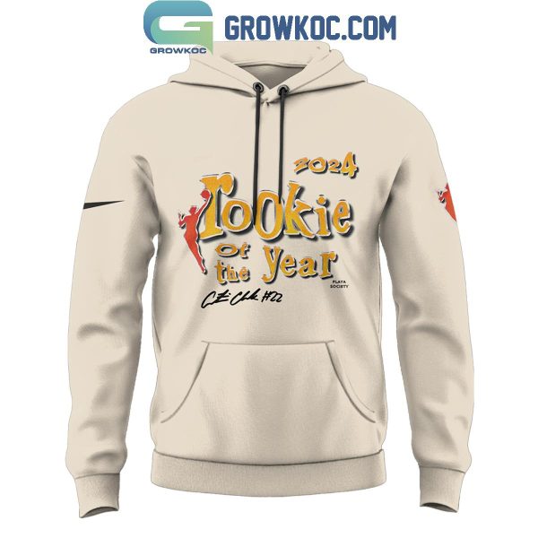 Indiana Fever Caitlin Clark Playa Society Cream 2024 Rookie of the Year Hoodie T-Shirt