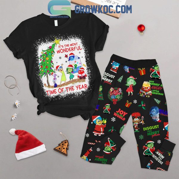 Inside Out Christmas It’s The Most Wonderful Time Fleece Pajamas Set