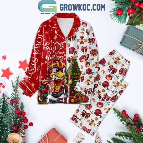 Iowa State Cyclones All I Want For 2024 Christmas Is Cyclones Polyester Pajamas Set