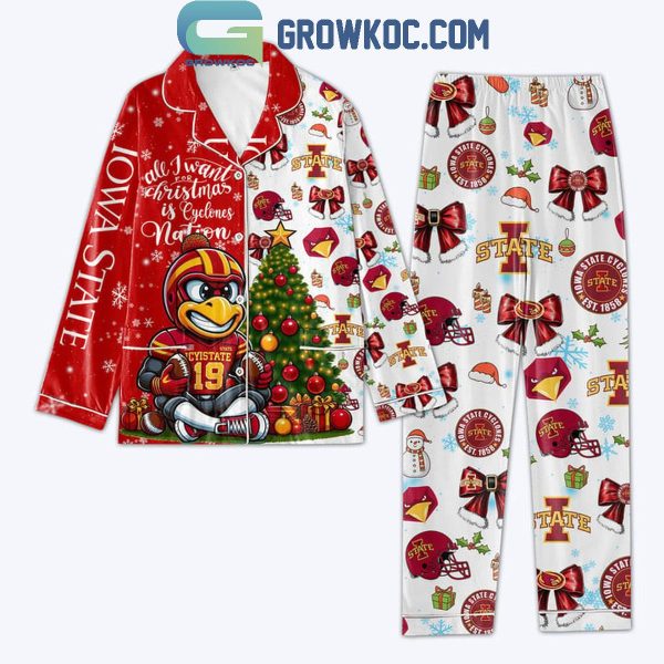 Iowa State Cyclones All I Want For 2024 Christmas Is Cyclones Polyester Pajamas Set