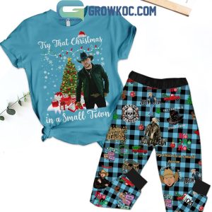 Jason Aldean Try That Christmas In A Small Town Fleece Pajamas Set