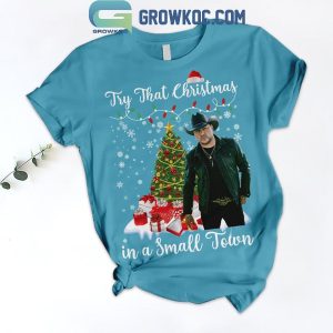 Jason Aldean Try That Christmas In A Small Town Fleece Pajamas Set