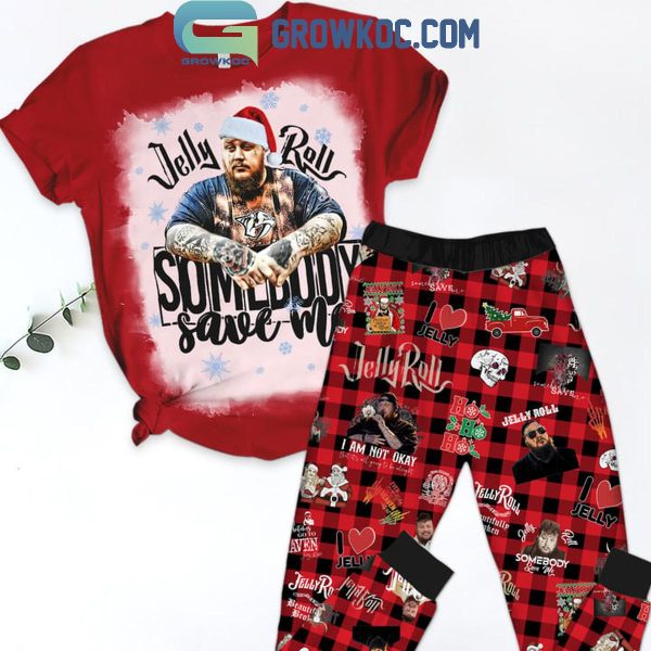 Jelly Roll Christmas 2024 Somebody Save Me Fleece Pajamas Set