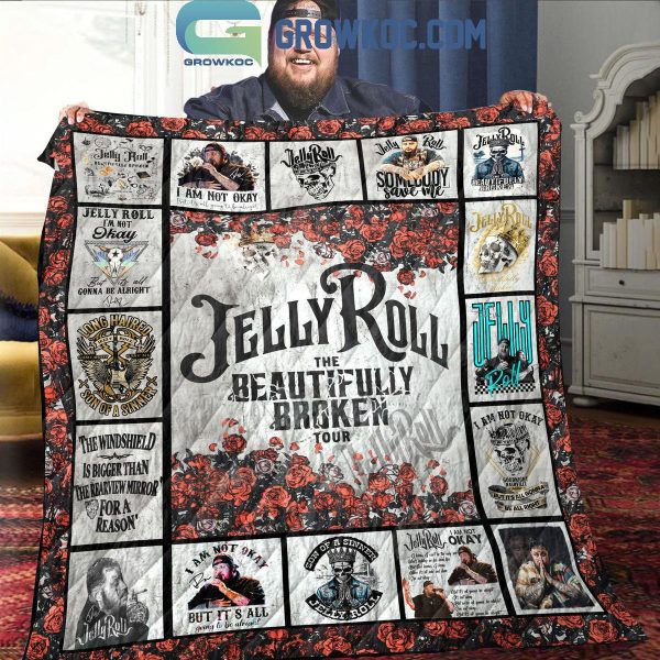 Jelly Roll The Beautifully Broken Tour 2024 Save Me Fleece Blanket Quilt