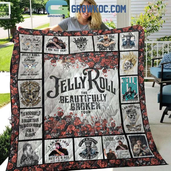 Jelly Roll The Beautifully Broken Tour 2024 Save Me Fleece Blanket Quilt