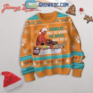 Jimmy Buffett Christmas Wrinkles Only Go Where The Smiles Have Been Yellow Ugly Sweater