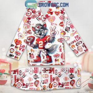 Kansas City Chiefs KC Wolf Victory Love Polyester Pajamas Set