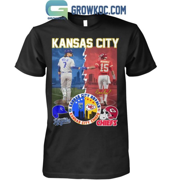 Kansas City Chiefs Mahomes And Kansas City Royals Witt Jr. 2024 T-Shirt