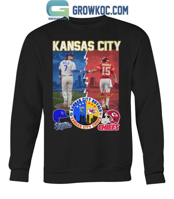 Kansas City Chiefs Mahomes And Kansas City Royals Witt Jr. 2024 T-Shirt