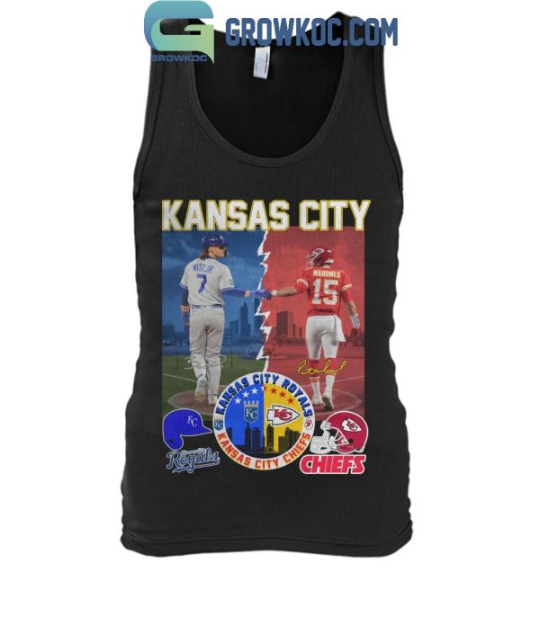 Kansas City Chiefs Mahomes And Kansas City Royals Witt Jr. 2024 T-Shirt