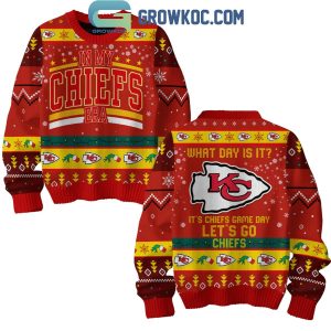 Kansas City Chiefs What Day Is It It’s Chiefs Game Day Christmas Ugly Sweater