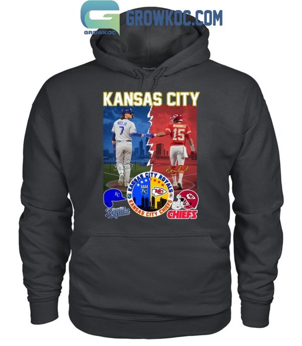 Kansas City Royals Mitt Jr. Kansas City Chiefs Mahomes Proud City T-Shirt