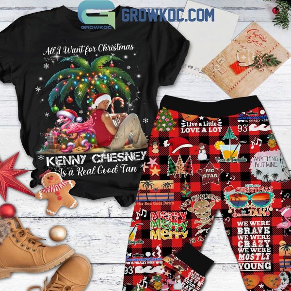 Kenny Chesney All I Want For Christmas Is A Real Good Tan Fleece Pajamas Set