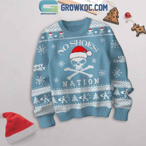 Kenny Chesney No Shoes Nation 2024 Christmas Ugly Sweater Light Blue Design