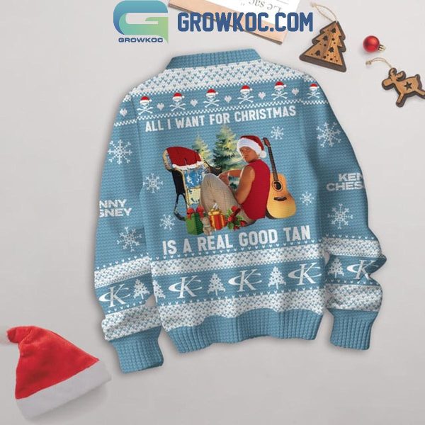 Kenny Chesney No Shoes Nation 2024 Christmas Ugly Sweater Light Blue Design