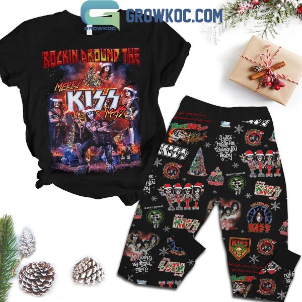 Kiss Rocking Around The Merry Kissmas Christmas Fleece Pajamas Set