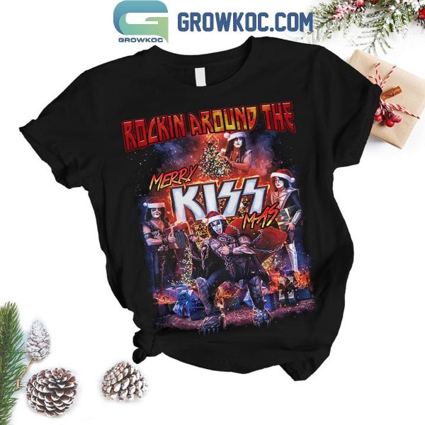 Kiss Rocking Around The Merry Kissmas Christmas Fleece Pajamas Set