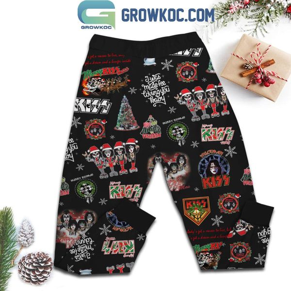 Kiss Rocking Around The Merry Kissmas Christmas Fleece Pajamas Set