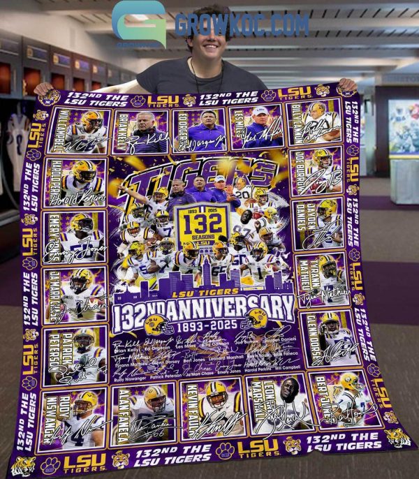 LSU Tigers 132th Anniversary 1893-2025 Celebrating Fleece Blanket Quilt