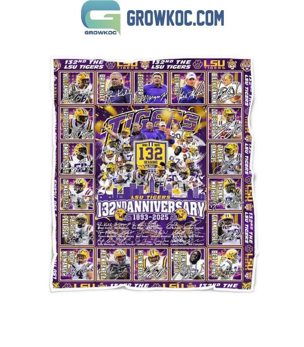 LSU Tigers 132th Anniversary 1893-2025 Celebrating Fleece Blanket Quilt