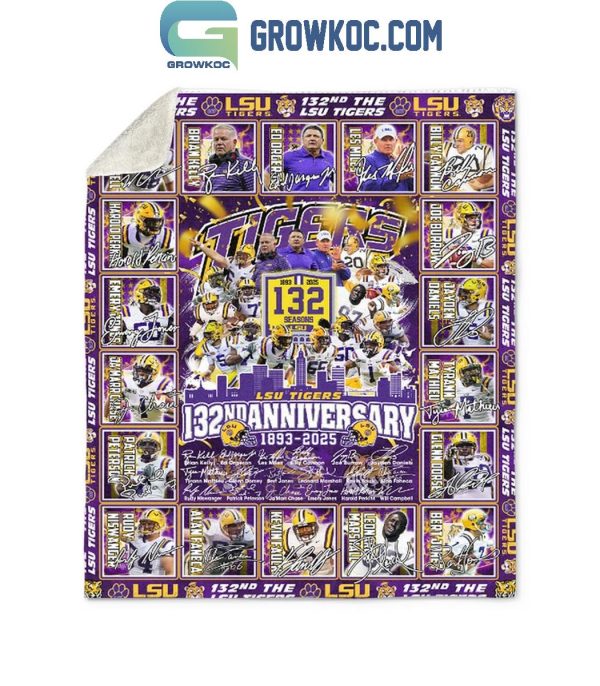 LSU Tigers 132th Anniversary 1893-2025 Celebrating Fleece Blanket Quilt