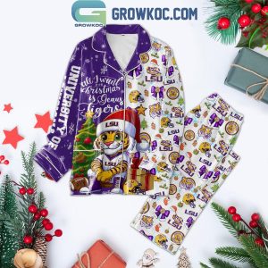 LSU Tigers All I Want For 2024 Christmas Is Tigers Polyester Pajamas Set