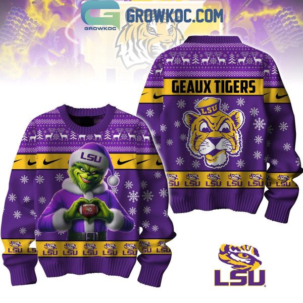 LSU Tigers Geaux Tigers Go Grinch Christmas Ugly Sweater