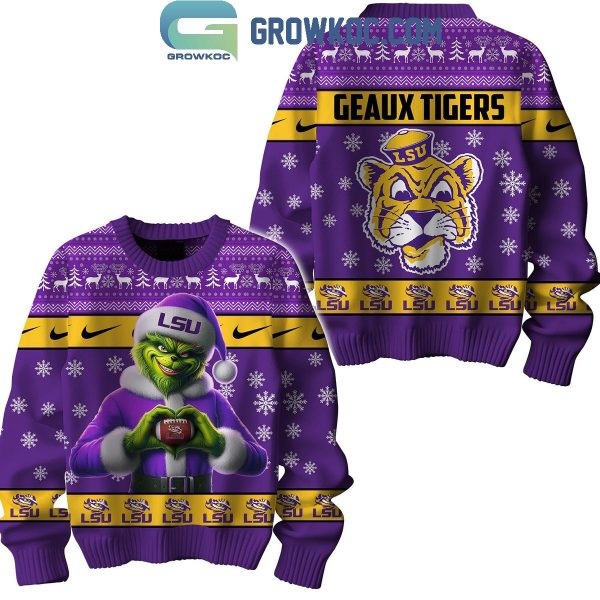 LSU Tigers Geaux Tigers Go Grinch Christmas Ugly Sweater