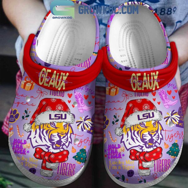 LSU Tigers Geaux Tigers Hold Tha Tiger Christmas Crocs Clogs