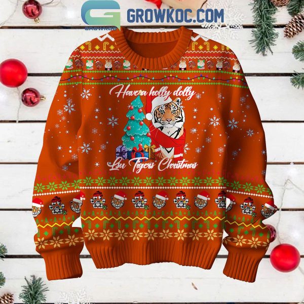 LSU Tigers Have A Holly Dolly Christmas Ugly Sweater Orange Version