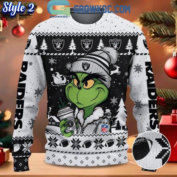 Las Vegas Raiders Grinch Stolen Christmas 2024 Grinchmas Ugly Sweater