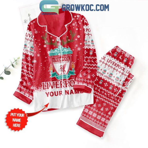 Liverpool Merseyside The Reds Christmas Personalized Polyester Pajamas Set