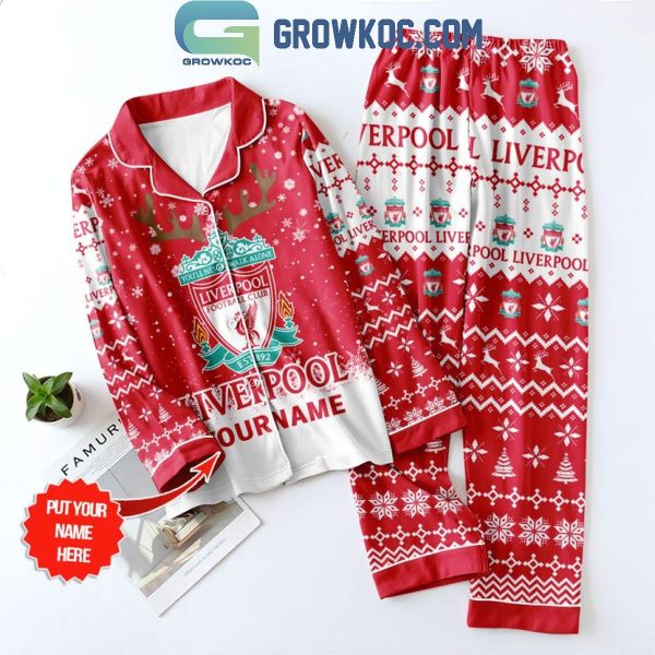 Liverpool Merseyside The Reds Christmas Personalized Polyester Pajamas Set