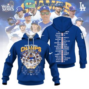 Los Angeles Dodgers 2024 World Series Champs Best Team Blue Hoodie T-Shirt