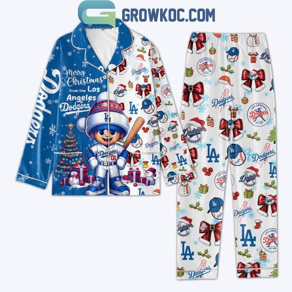 Los Angeles Dodgers All I Want For 2024 Christmas Is Dodgers Polyester Pajamas Set