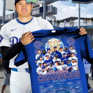 Los Angeles Dodgers Celebrating World Series Champions 2023-2024 T-Shirt