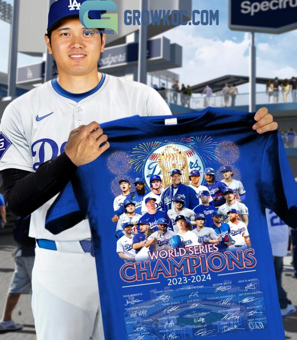 Los Angeles Dodgers Celebrating World Series Champions 2023-2024 T-Shirt