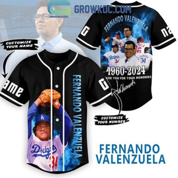 Los Angeles Dodgers Fernando Valenzuela 1960-2024 Thank You Baseball Jersey