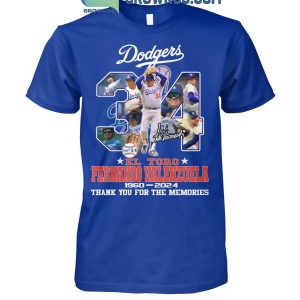 Los Angeles Dodgers Fernando Valenzuela No.34 El Toro 1960-2024 T-Shirt