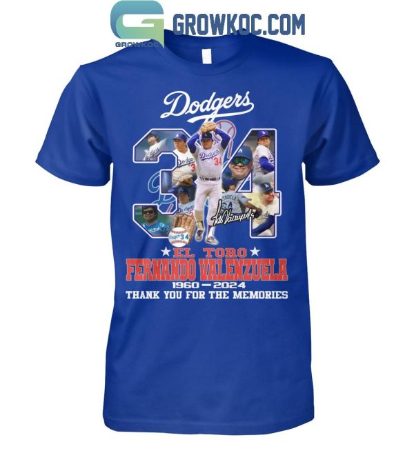 Los Angeles Dodgers Fernando Valenzuela No.34 El Toro 1960-2024 T-Shirt