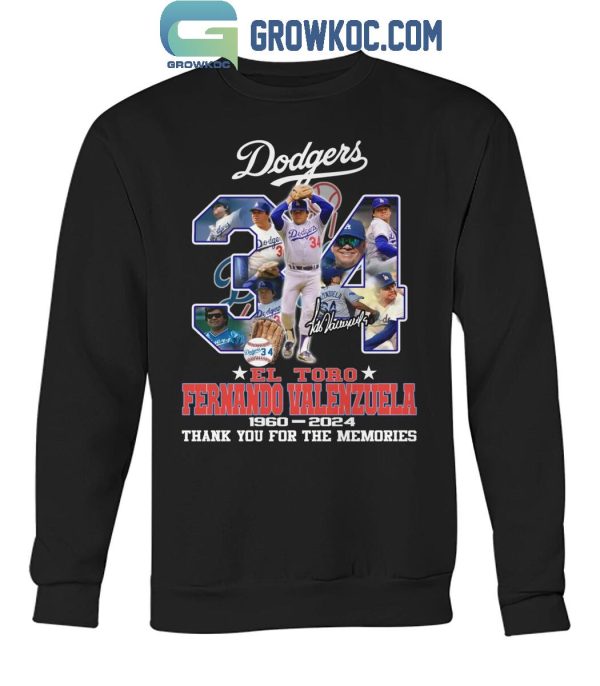 Los Angeles Dodgers Fernando Valenzuela No.34 El Toro 1960-2024 T-Shirt